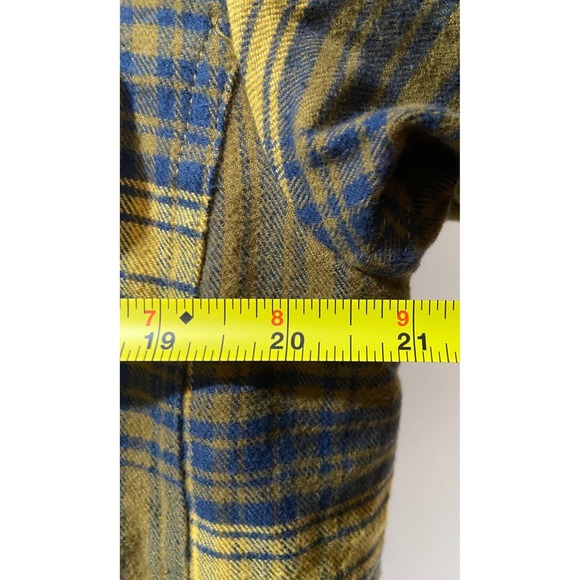 Eddie Bauer Men's Flannel Fleece Lined Shirt Jacket Yellow Plaid Outerwear Sz S - Picture 13 of 15